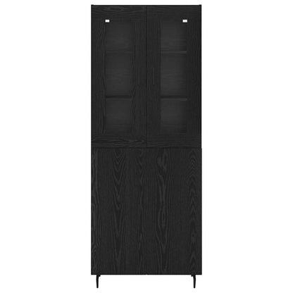 Highboard 2 pcs Black Oak Engineered Wood