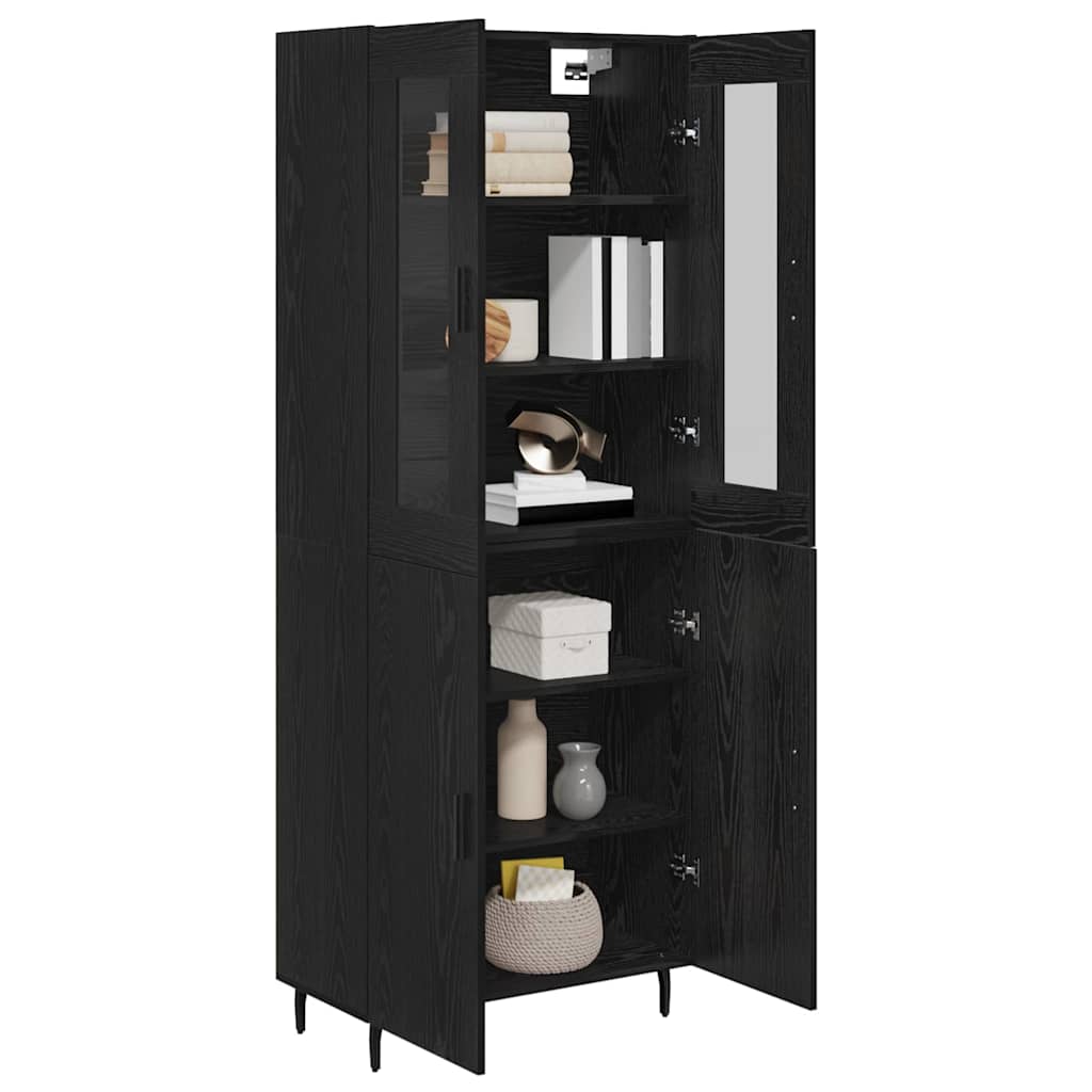 Highboard 2 pcs Black Oak Engineered Wood