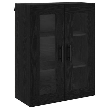 Highboard with Drawer 2 pcs Black Oak Engineered Wood and Glass