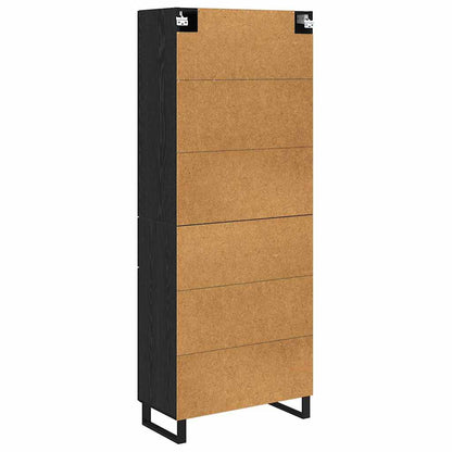 Highboard with Drawer 2 pcs Black Oak Engineered Wood and Glass