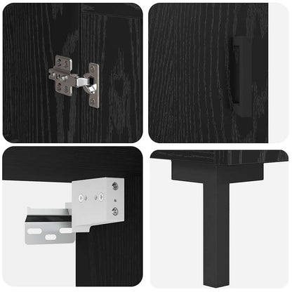Highboard Black Oak 69.5 x 34 x 180 cm Engineered Wood