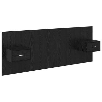 Headboard with Cabinet 3 pcs Black Oak Engineered Wood