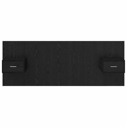 Headboard with Cabinet 3 pcs Black Oak Engineered Wood
