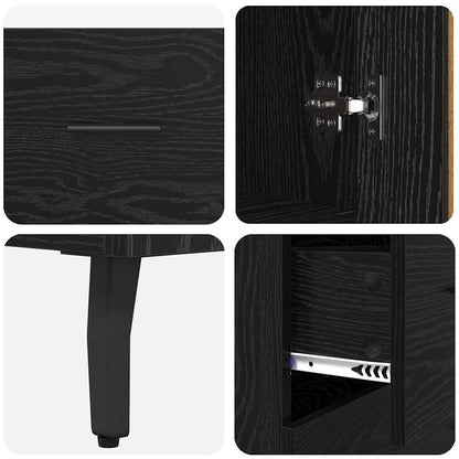 Highboard with Drawer 2 pcs Black oak Engineered Wood and Glass