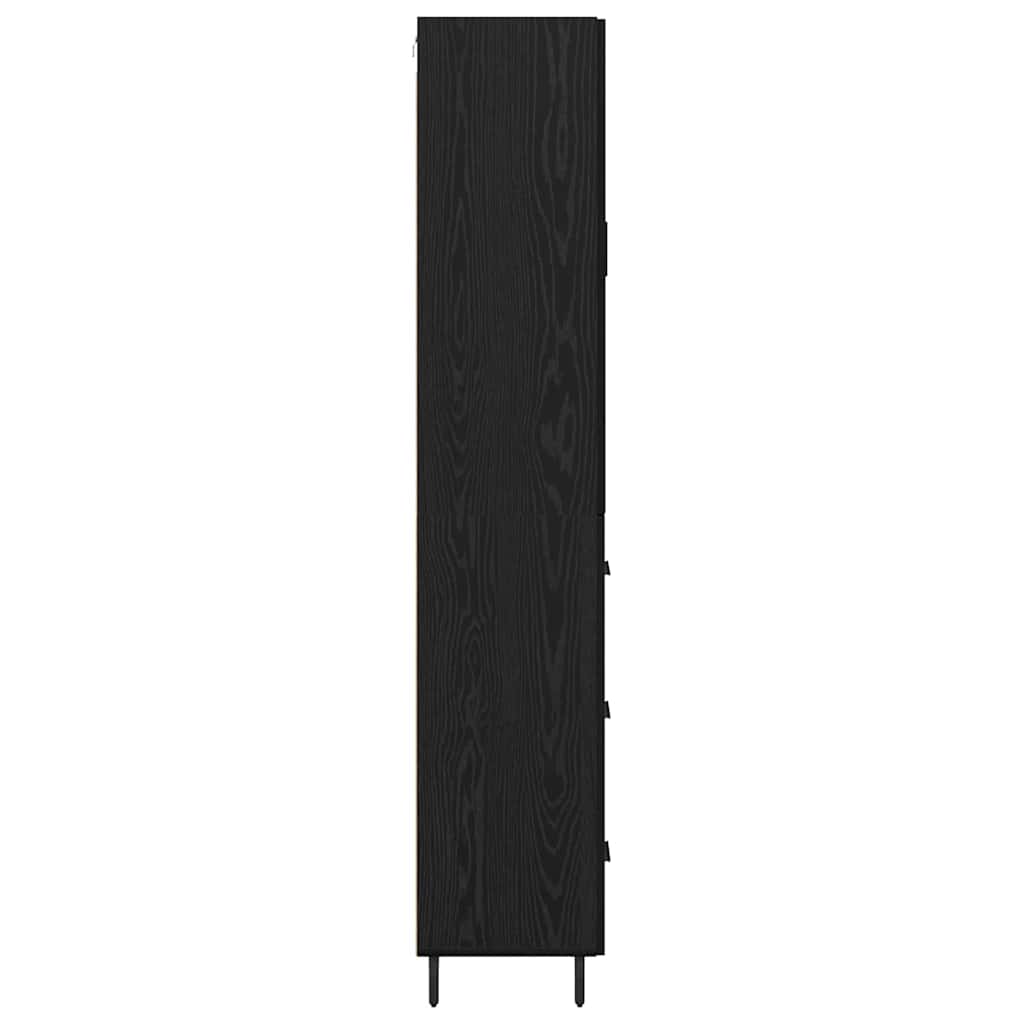 Highboard with Drawer 2 pcs Black oak Engineered Wood and Glass