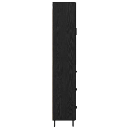 Highboard with Drawer 2 pcs Black oak Engineered Wood and Glass