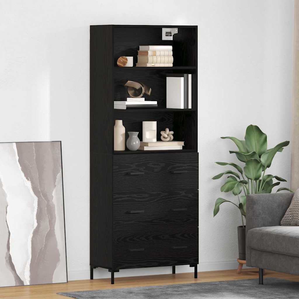 Highboard Black Oak 69.5 x 34 x 180 cm Engineered Wood