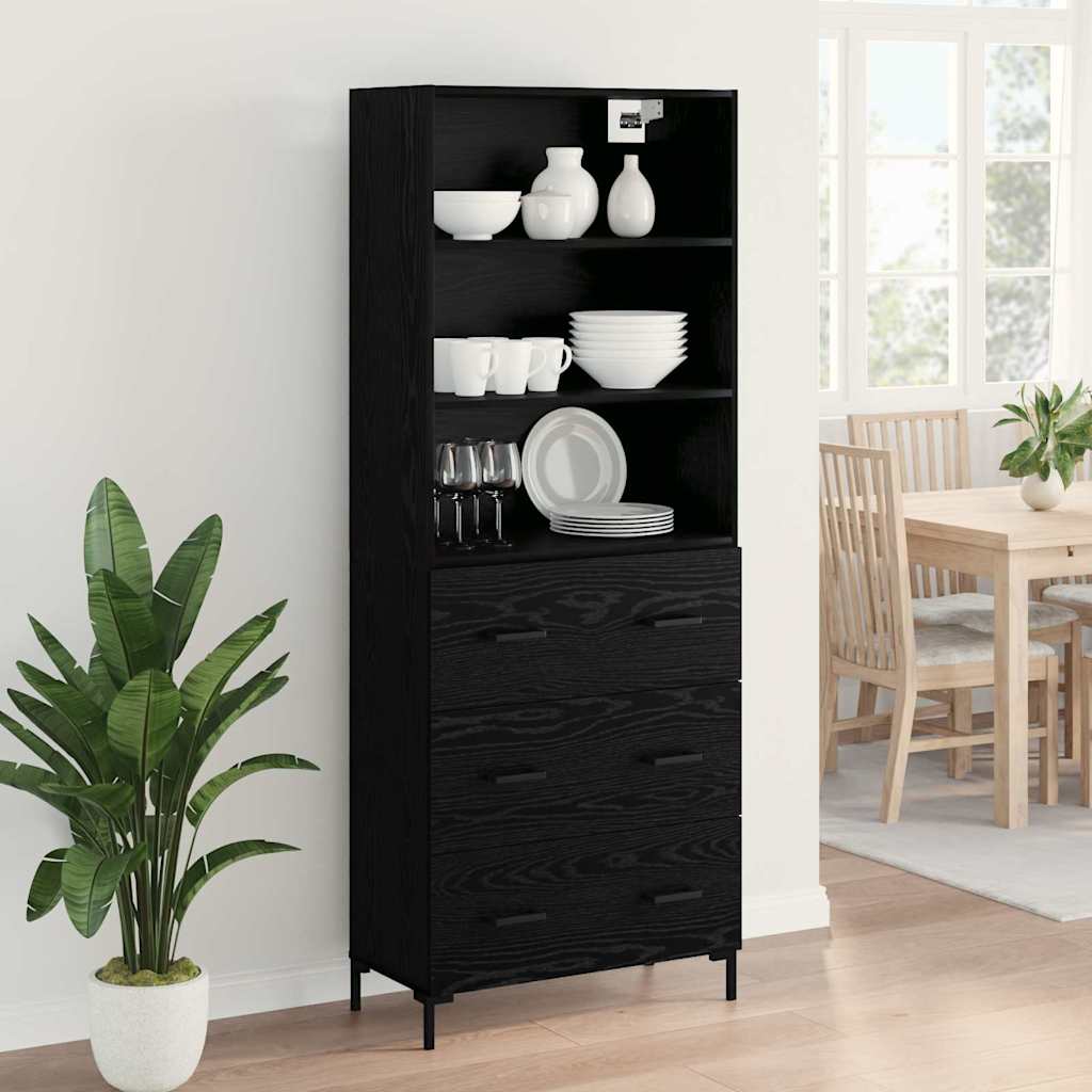 Highboard Black Oak 69.5 x 34 x 180 cm Engineered Wood