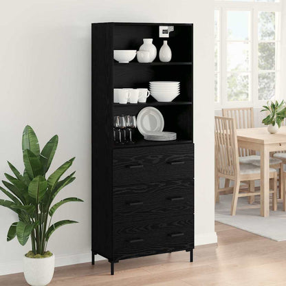 Highboard Black Oak 69.5 x 34 x 180 cm Engineered Wood