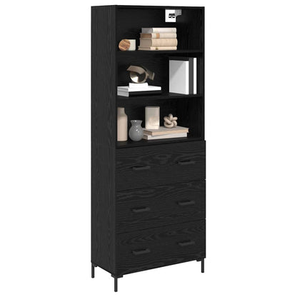 Highboard Black Oak 69.5 x 34 x 180 cm Engineered Wood