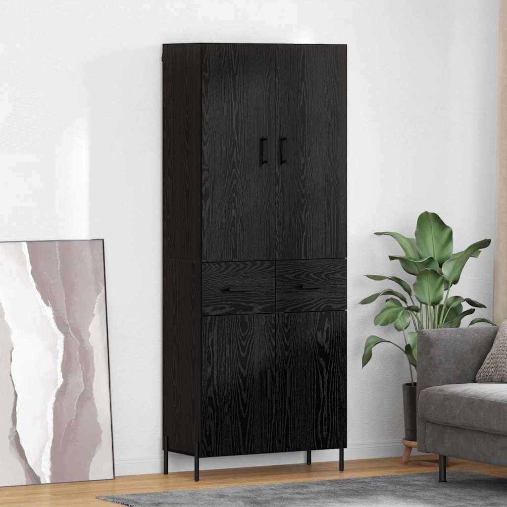 Highboard Black Oak 69.5 x 34 x 180 cm Engineered Wood