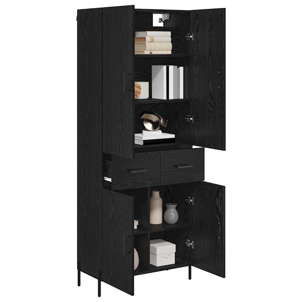 Highboard Black Oak 69.5 x 34 x 180 cm Engineered Wood