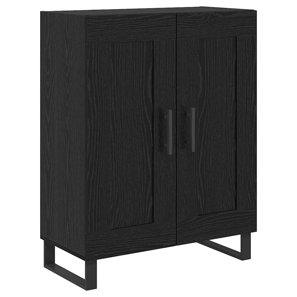 Highboard 2 pcs Black Oak Engineered Wood and Glass