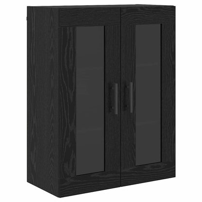 Highboard 2 pcs Black Oak Engineered Wood and Glass