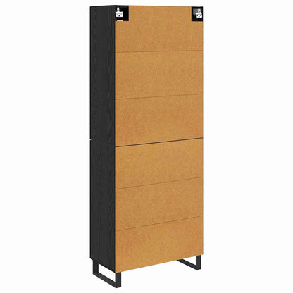 Highboard 2 pcs Black Oak Engineered Wood and Glass