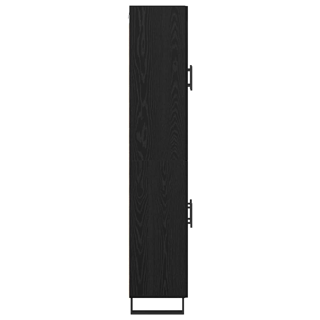 Highboard 2 pcs Black Oak Engineered Wood and Glass