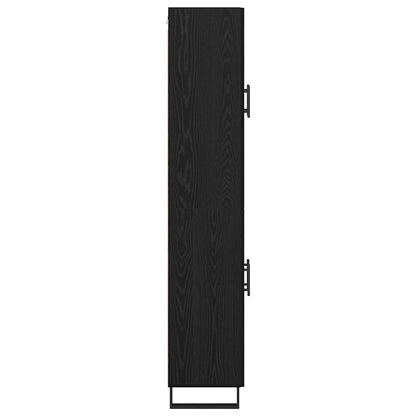 Highboard 2 pcs Black Oak Engineered Wood and Glass