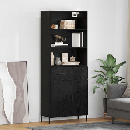 Highboard Black oak 69.5 x 34 x 180 cm Engineered Wood