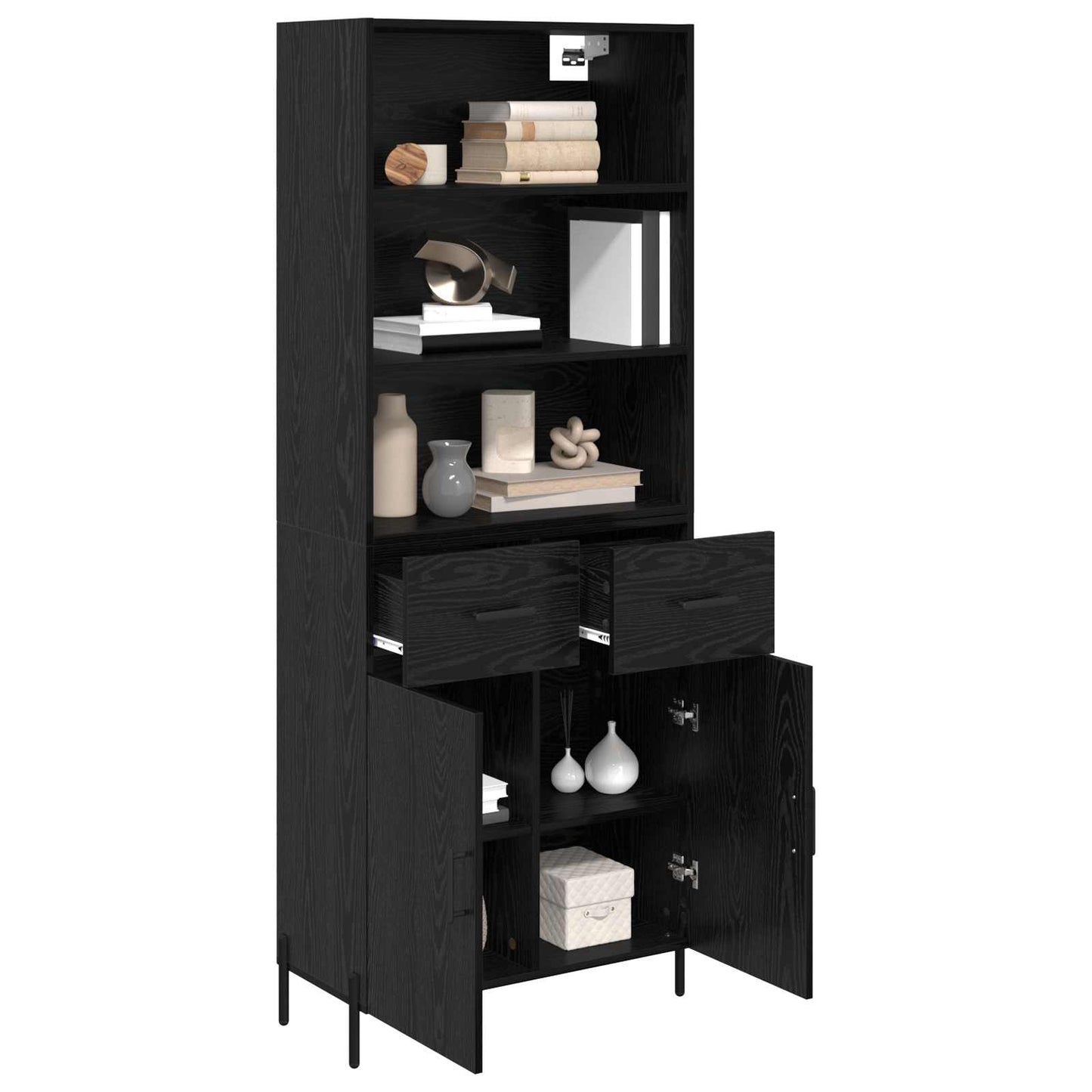 Highboard Black oak 69.5 x 34 x 180 cm Engineered Wood