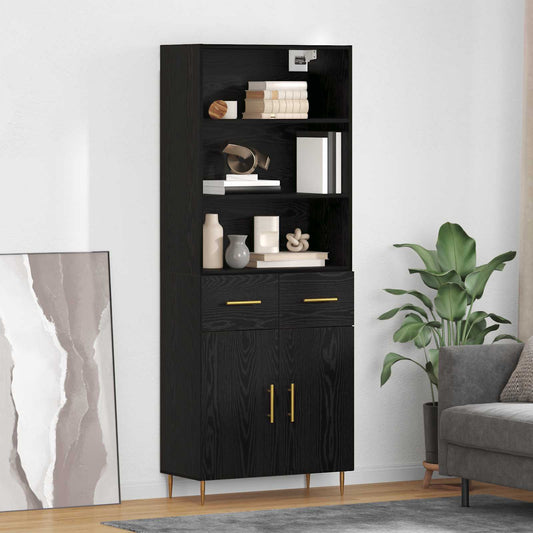 Highboard Black Oak 69.5 x 34 x 180 cm Engineered Wood