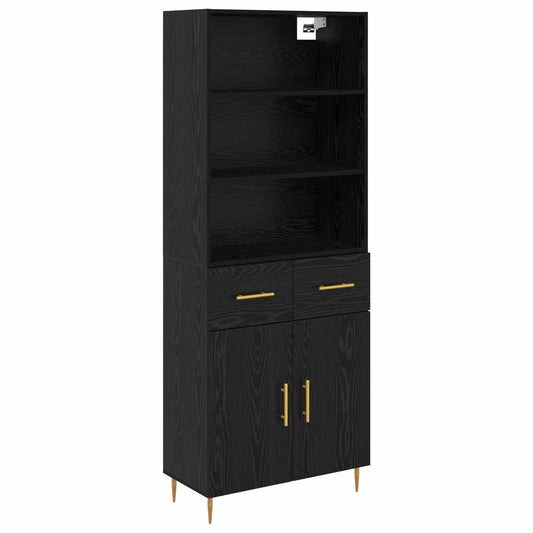 Highboard Black Oak 69.5 x 34 x 180 cm Engineered Wood