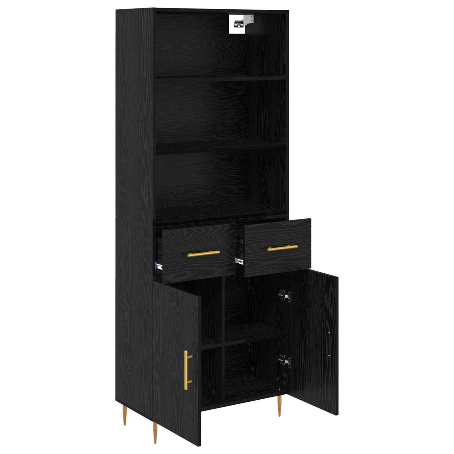 Highboard Black Oak 69.5 x 34 x 180 cm Engineered Wood
