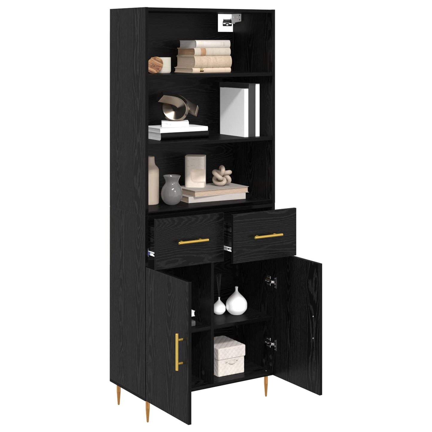 Highboard Black Oak 69.5 x 34 x 180 cm Engineered Wood