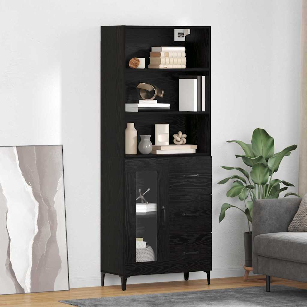 Highboard Black Oak 69.5 x 34 x 180 cm Engineered Wood