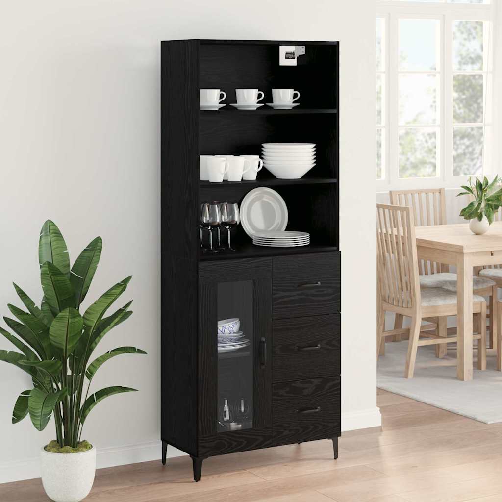 Highboard Black Oak 69.5 x 34 x 180 cm Engineered Wood