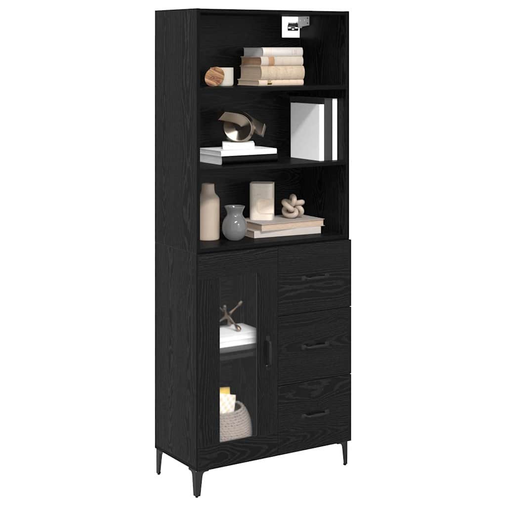 Highboard Black Oak 69.5 x 34 x 180 cm Engineered Wood