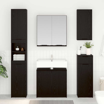 Bathroom Furniture Set 3 pcs Black Oak Engineered Wood