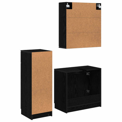 Bathroom Furniture Set 3 pcs Black Oak Engineered Wood