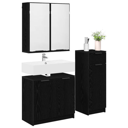 Bathroom Furniture Set 3 pcs Black Oak Engineered Wood