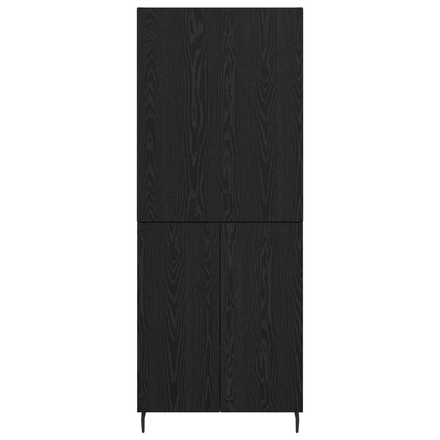 Highboard 2 pcs Black oak Engineered Wood and Glass