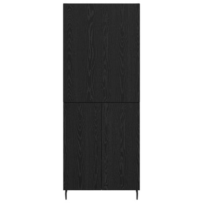 Highboard 2 pcs Black oak Engineered Wood and Glass