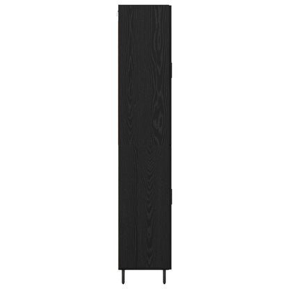 Highboard 2 pcs Black oak Engineered Wood and Glass