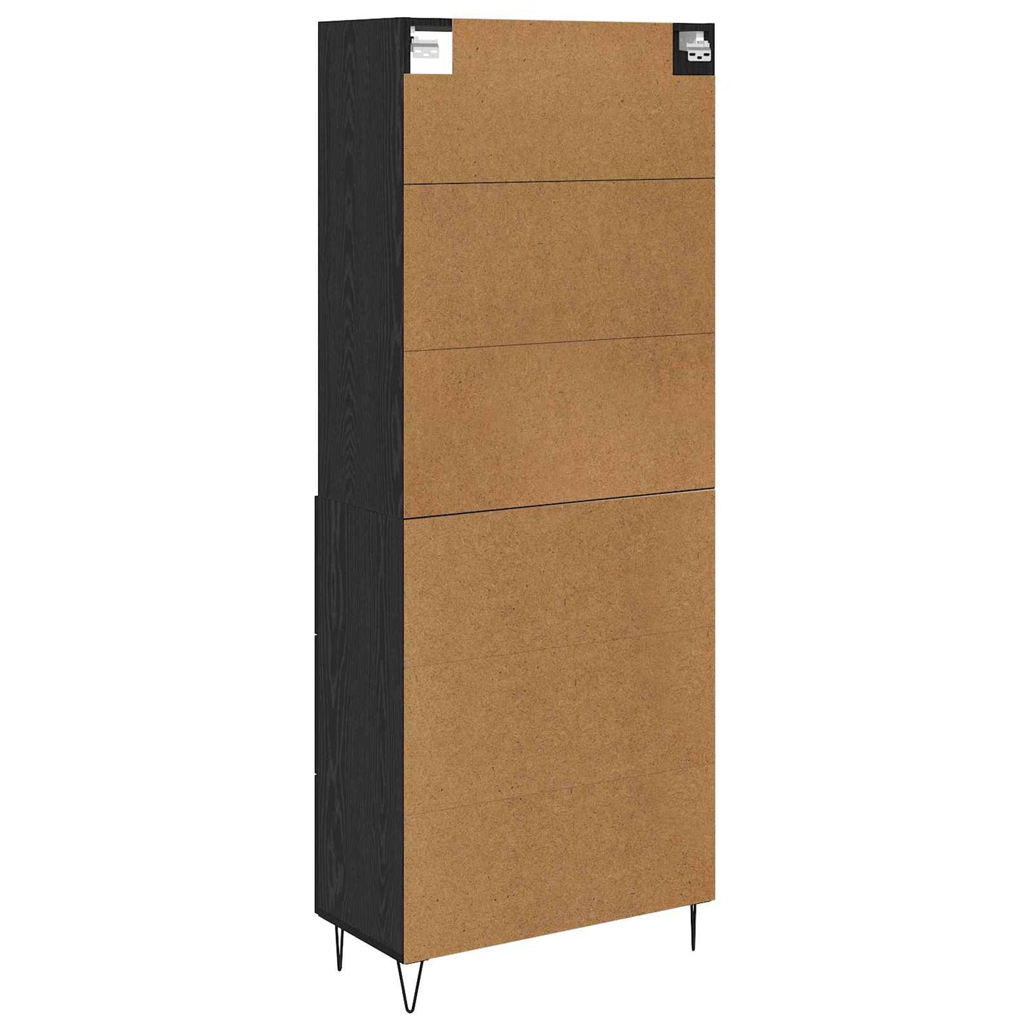 Highboard with Drawer 2 pcs Black Oak Engineered Wood
