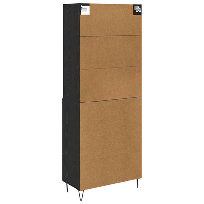 Highboard with Drawer 2 pcs Black Oak Engineered Wood