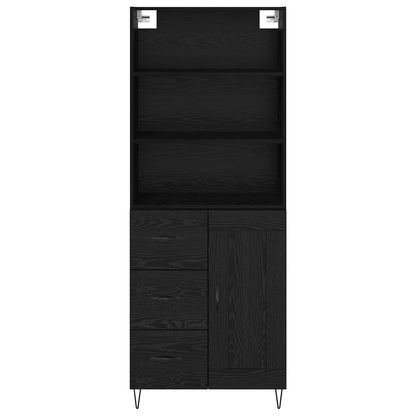 Highboard with Drawer 2 pcs Black Oak Engineered Wood
