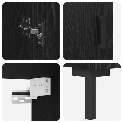 Highboard 2 pcs Black Oak Engineered Wood