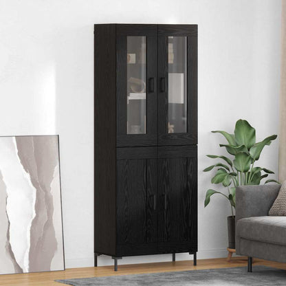 Highboard 2 pcs Black Oak Engineered Wood