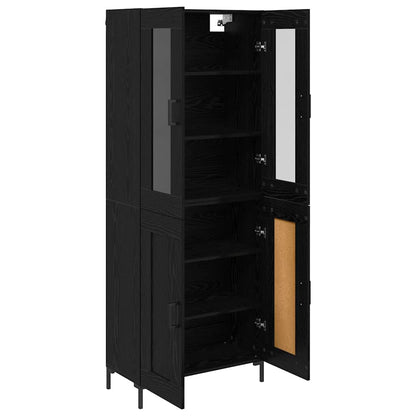 Highboard 2 pcs Black Oak Engineered Wood