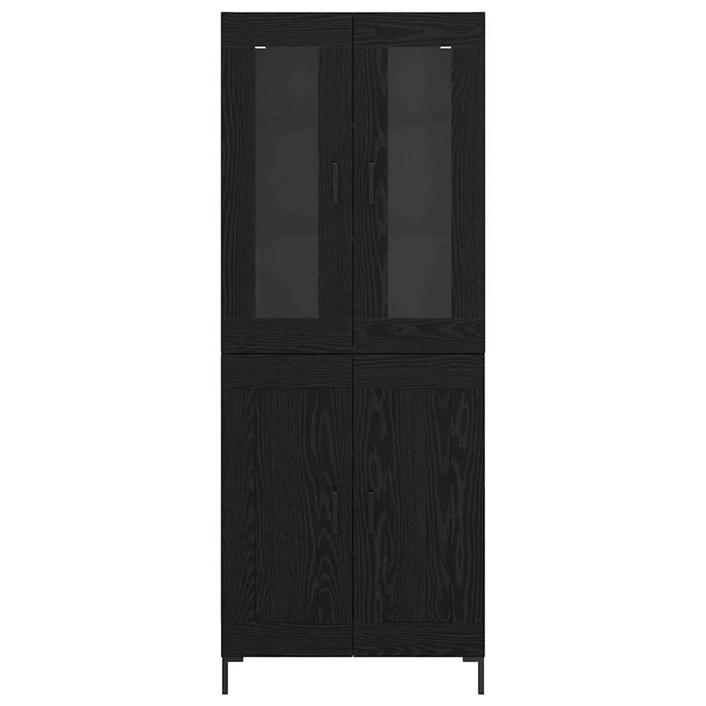 Highboard 2 pcs Black Oak Engineered Wood