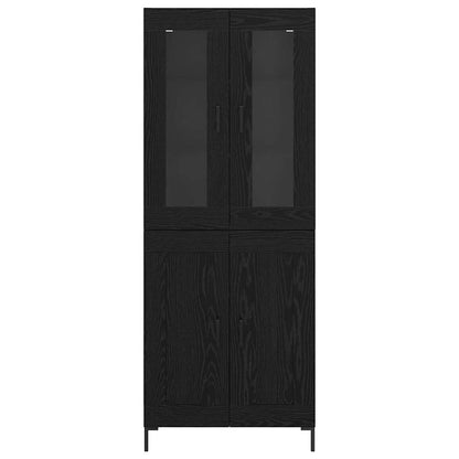 Highboard 2 pcs Black Oak Engineered Wood