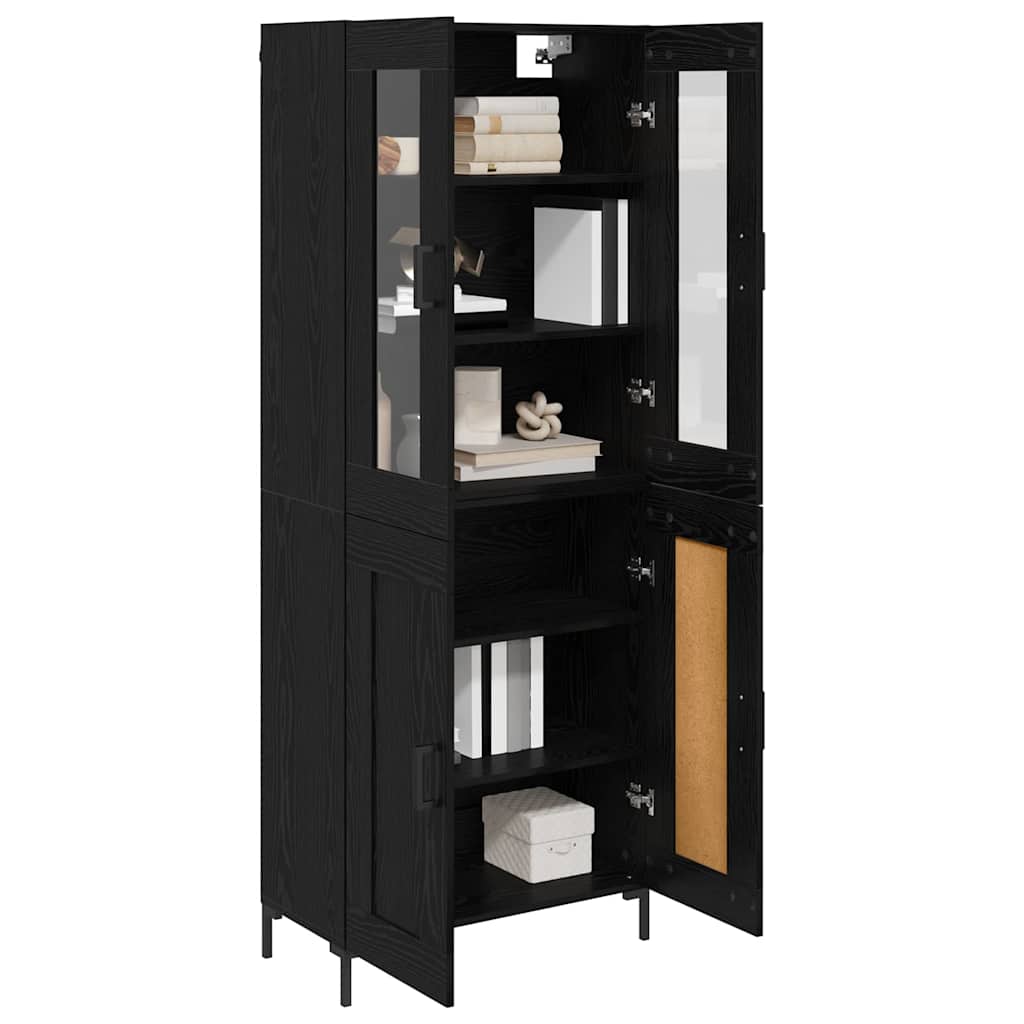 Highboard 2 pcs Black Oak Engineered Wood
