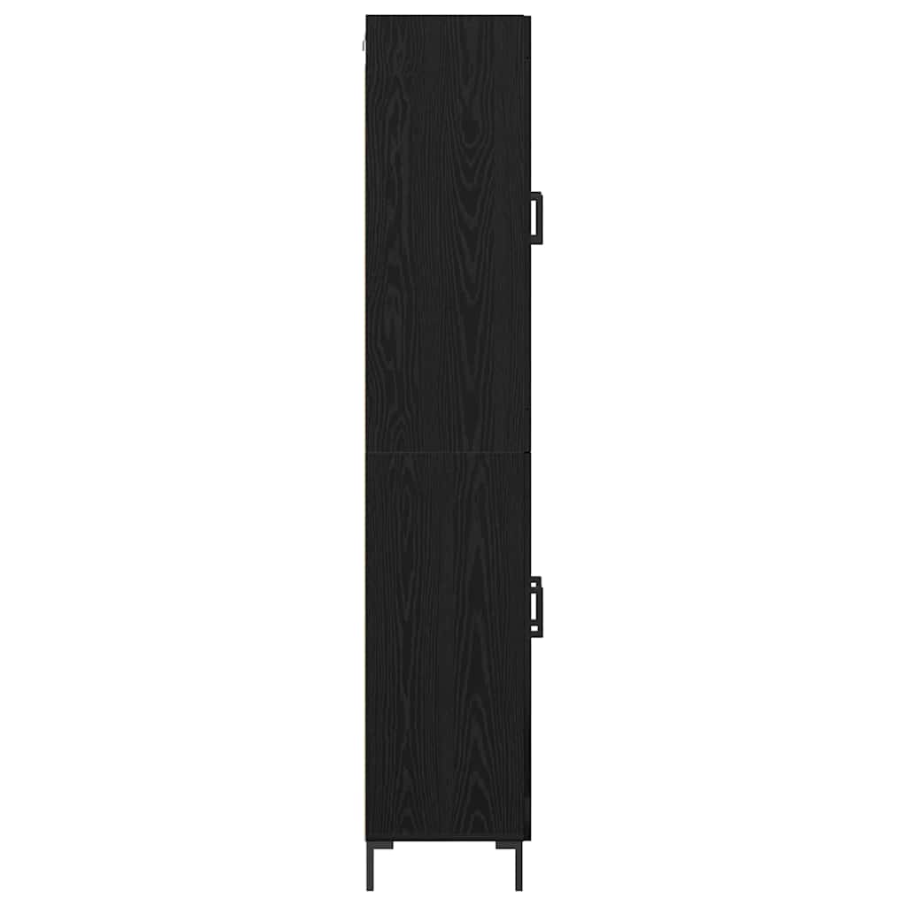 Highboard 2 pcs Black Oak Engineered Wood