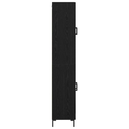 Highboard 2 pcs Black Oak Engineered Wood