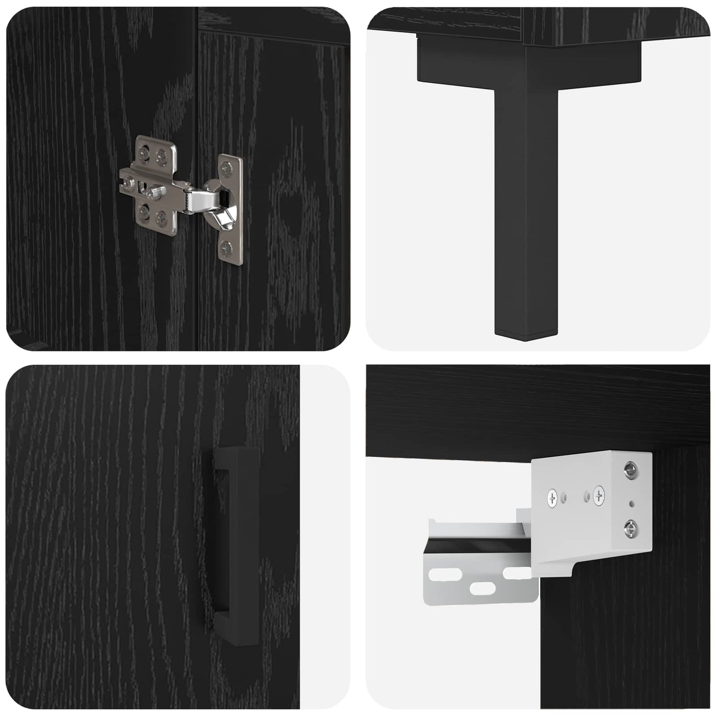 Highboard 2 pcs Black Oak Engineered Wood