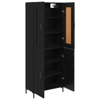 Highboard 2 pcs Black Oak Engineered Wood