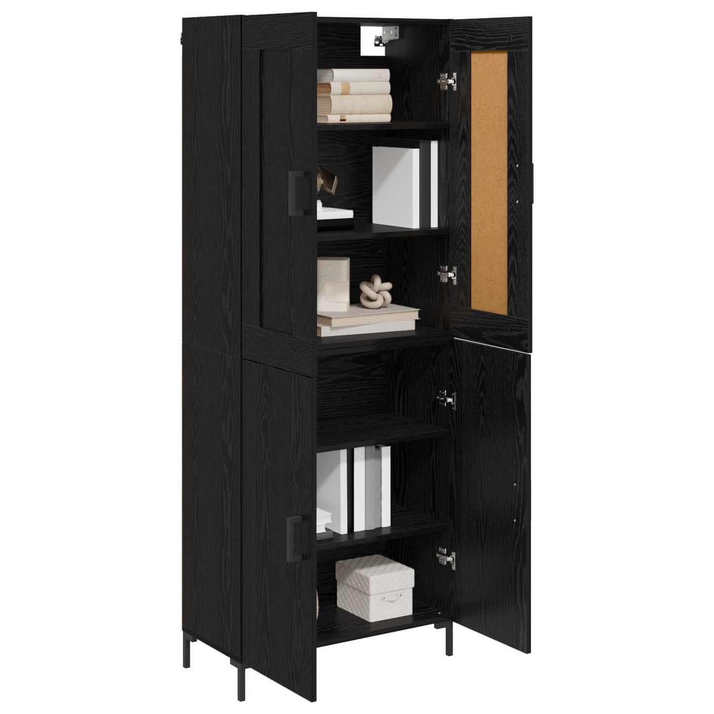 Highboard 2 pcs Black Oak Engineered Wood